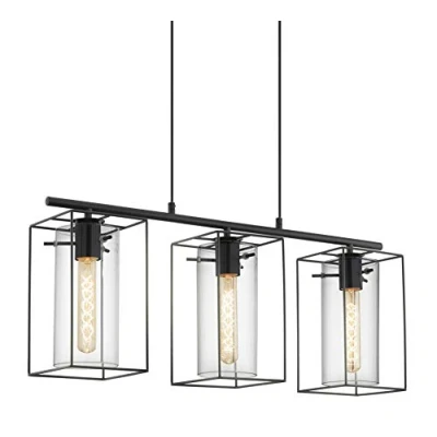 Obrázek EGLO závěsná lampa Loncino, 3 žárovky vintage závěsné svítidlo, z oceli, barva: černá, sklo: kouřové sklo, objímka: E27, délka: 74,5 cm