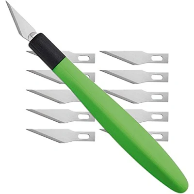 Obrázek WEDO 7852199 Cutter Skalpell Comfortline břit s měkkou rukojetí, včetně 5 výměnných čepelí a ochranného víčka, zelená/černá