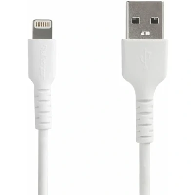 Obrázek StarTech.com 2m USB A auf Lightning Kabel Hochbelastbare, robuste Aramidfaser Typ Lightningkabel Lade /Synchronisationskabel Apple MFi zertifiziert iPad/iPhone 12 Weiß (RUSBLTMM2M)