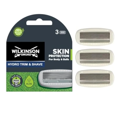 Obrázek WILKINSON SWORD holicí břity Hydro Trim &amp; Shave pro muže strojek a zastřihovač balení se 3 žiletkami
