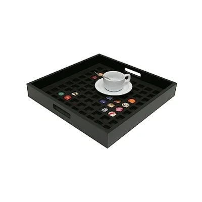 Obrázek Deknudt Frames S65TZ2 Fun &amp; Deco 40x40 servírovací prkénko černé pro kapsle šampaňského (81 ks) Dřevo