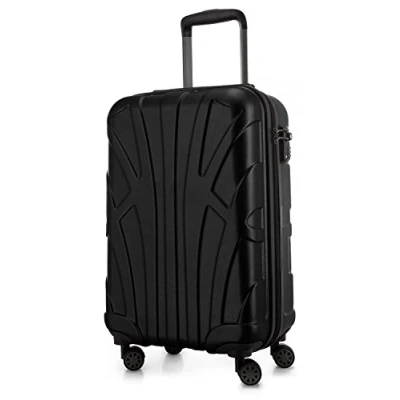 Obrázek suitline Kufr na kolečkách ve 3 velikostech, sada kufrů skořepinový cestovní (55 cm, 66 76 cm) dvojitá kolečka, černá,