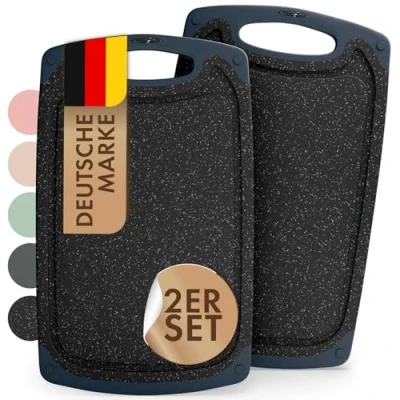 Obrázek Blumtal snídaňové Prkénko plast 25 x 15 cm v sadě 2 ks lze mýt myčce bez BPA nádobí malé šedé melírované