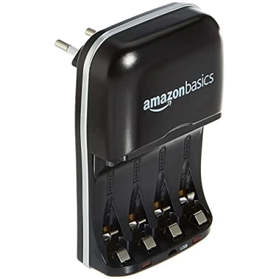 Obrázek Amazon Basics Nabíječka baterií pro NI MH AA/AAA akumulátory a USB zařízení, černá