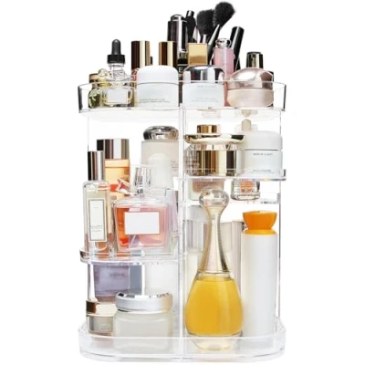 Obrázek AMEITECH Make up Organizer, Verstellbares 360 Grading Kosmetik Aufbewahrungskarussell Spinnhalter Aufbewahrungsregal mit 5 Schichten und Großer Kapazität, ideal für Waschtischplatten, Quadratisch
