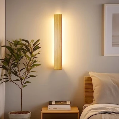 Obrázek LED nástěnné svítidlo vnitřní dřevo nástěnná lampa bambus dlouhé světlo 18 W teplá bílá 3000 k moderní osvětlení do ložnice obývacího pokoje chodby schodiště