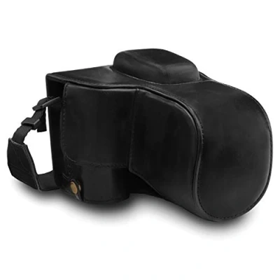 Obrázek MegaGear MG1535 Nikon D3500 Ever Ready Leder Kamera Case mit Trageriemen Schwarz