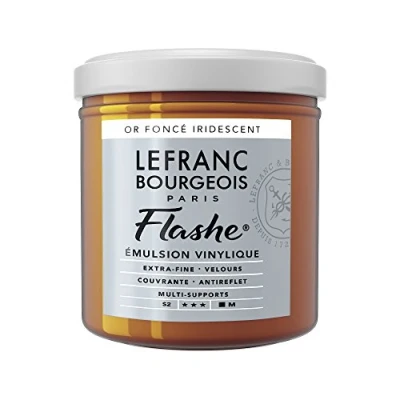Obrázek Lefranc Bourgeois 300505 Flashe akrylová barva &amp; vinylová barva, vysoce pigmentovaná, elastická, stálá na světle, odolná proti stárnutí, matná, pro vnitřní i venkovní použití, květináč 125 ml irizující hluboké zlato