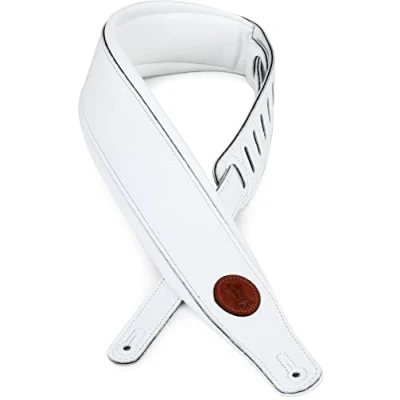Obrázek Levy&#039;s Leathers MSS2 WHT popruh na kytaru Garment Leather Guitar Strap bílý, 134,62 x 6,35 0,51 cm