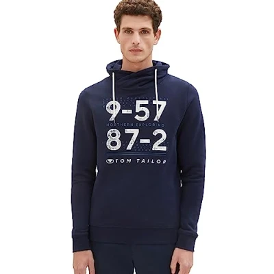 Obrázek TOM TAILOR Pánská Snood mikina s potiskem, 10668 Sky Captain Blue