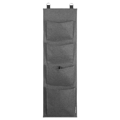 Obrázek BIGSO BOX OF SWEDEN Hängeregal für die Tür oder Wand Organizer mit 4 Fächern Schuhe, Accessoires usw. Schuhaufbewahrung aus Polyester und Karton in moderner Leinenoptik grau