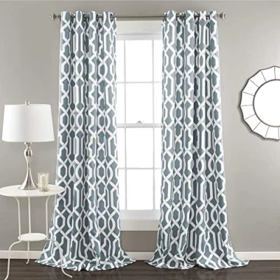 Obrázek Lush Decor Edward Room Darkening Window Curtain Panel, 84 x 52 Inch (Set of 2), modrý