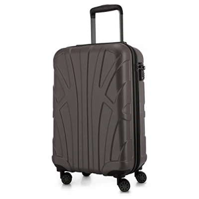 Obrázek suitline Kufr na kolečkách ve 3 velikostech, sada kufrů skořepinový cestovní (55 cm, 66 76 cm) dvojitá kolečka, titan,