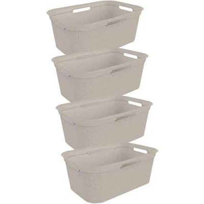 Obrázek Rotho Brisen 4dílná sada košů na prádlo 40 l, plast (PP) bez BPA, modrý, 4 x l (59,6 39,6 23,2 cm)... (béžová)