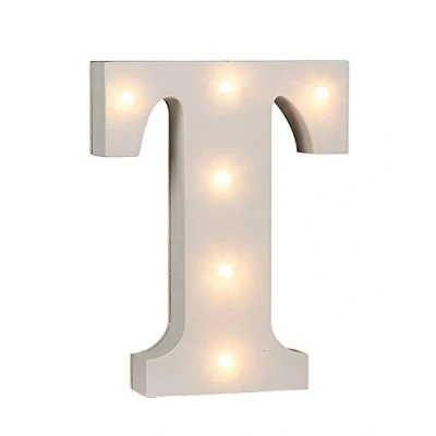 Obrázek Out of the Blue 57/6093 Dřevěné písmeno &quot;T&quot; osvětlené 6 LED světly, provoz na baterie, cca 16 cm, x 3 cm