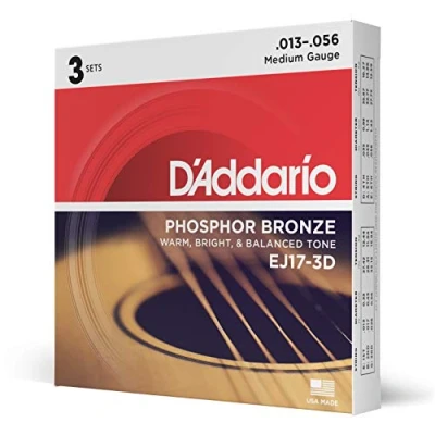 Obrázek D&#039;Addario struny pro westernovou kytaru akustickou EJ17 3D střední, 1356 3 kusy