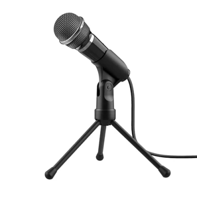 Obrázek Trust Starzz Mikrofon mit Ständer, 3,5 mm Stecker, 2,5 m Kabel, Plug &amp; Play PC Stummschaltetaste für Computer, Laptop, Streaming, Podcasting, YouTube Schwarz