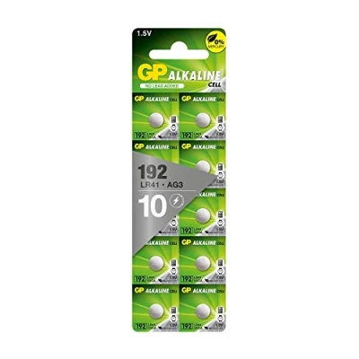 Obrázek GP Alkalické knoflíkové Baterie LR41 kompatibilní s označením AG3, 192, GP192A, LR736 10 kusů knoflíkových baterií 1,5 V