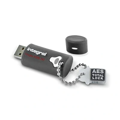 Obrázek Integral 4GB Crypto 197 256 bit 3.0 USB flash disk zašifrovaný chráněný heslem FIPS 197, ochrana před útoky brute Force robustní, dvouvrstvý, vodotěsný design