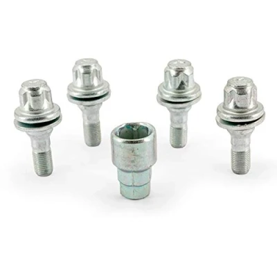 Obrázek H &amp; R 12253606 KEY4 šroubů pro zámek ráfků 4dílná sada Plochý pas, M12 x 1,25 36 mm