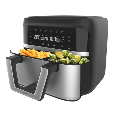 Obrázek Cecotec Horkovzdušná fritéza 9 l CecoFry Advance Double. 2850 W, kompaktní, digitální dietní bez oleje, dva koše s dvojitou teplotou a technologií PerfectCook