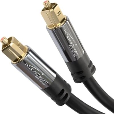 Obrázek KabelDirekt 2x kabel TOSLINK, optický audio 2 m pro soundbar (TOSLINK na digitální S/PDIF, stereo systém/zesilovač, domácí kino, Xbox One/PS4)