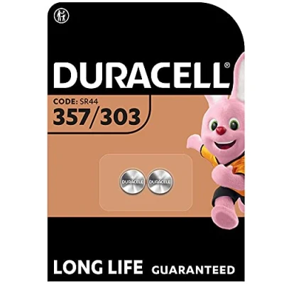 Obrázek Duracell Specialty 357/303 knoflíkový článek s oxidem stříbrným 1,55 V, balení po 2 ks (SR44/V357/V303/SR44W/SR44SW) vyvinuto pro použití v hodinkách, kalkulačkách a lékařských zařízeních