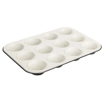 Obrázek Dr. Oetker 12dílná forma na muffiny Ø 5 cm EXKLUZIVE, z ocelového plechu, plech pečení s keramicky zesíleným nepřilnavým povrchem (barva: šedo hnědá / krémová), množství: 1 kus