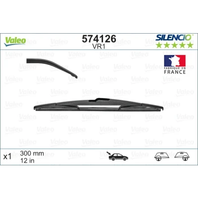Obrázek VALEO Silencio stěrače VR1 odolný po celý rok, odolný, perfektní přesnost lícování konvenční stěrač 300 mm zadní obsahuje: 1 574126