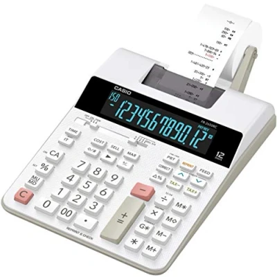 Obrázek CASIO Tisková kalkulačka FR 2650RC, 12místná, 2barevný tisk, výpočet řízení, síťový provoz vč. síťového zdroje, único