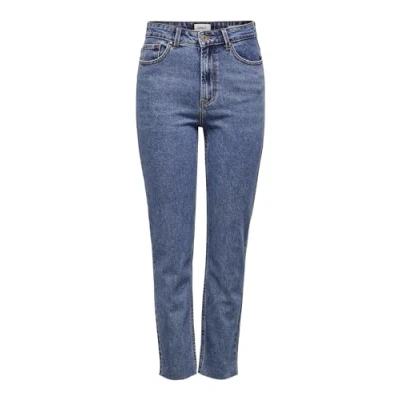 Obrázek ONLY Dámské Straight Fit Jeans ONLEMILY Vysoký pas Rovný střih Džíny, Tmavě modrý denim, 30 W/32 L