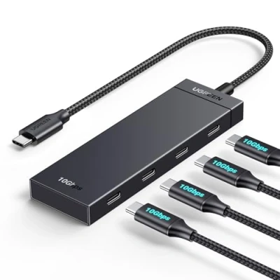 Obrázek UGREEN USB C rozbočovač 10 Gbps, adaptér se 4*USB 3. 2 porty, vysokorychlostní Multiport Splitter pro řadu iPhone 16, Galaxy S24, MacBook Pro, iMac, iPad Chromebook a další