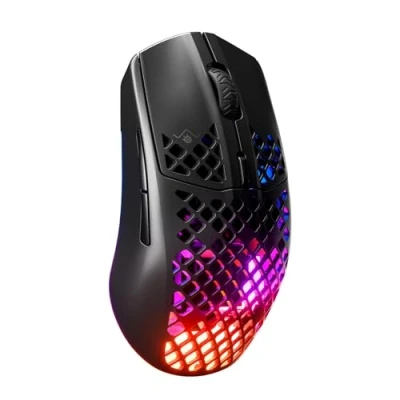 Obrázek SteelSeries Aerox 3 Wireless RGB Gaming Mouse mit Öffnungen in der Oberfläche Federleichtes, wasserabweisendes Design Optischer TrueMove Air Sensor 18.000 DPI Onyx