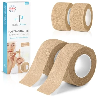 Obrázek náplast na prsty samolepicí 4 x role barvy pleti (2,5 cm 4,5 m) obvaz elastická páska odolná vůči vodě odpuzující prach, mastnotu a nečistoty