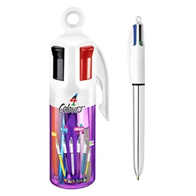 Obrázek BIC 4 Farben Kugelschreiber Set Colours, 6er Stifte in lila Stiftebecher, Geschenkidee für Sammler, Ideal das Büro, Home Office oder die Schule