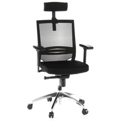 Obrázek hjh OFFICE 657240 Profi kancelářská židle Porto MAX látka/síť černá ergonomická, nastavitelná opěrka hlavy a bederní opěrky