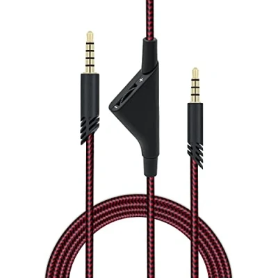 Obrázek Mcbazel Náhradní audio Aux kabel s regulátorem hlasitosti pro Astro A10/A30/A40 Headset PS5/PS4/Xbox One/Série S/X/PC/Smartphone přes 3,5 mm zdířku červená 2 m