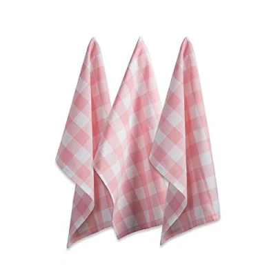 Obrázek DII Buffalo Check Kitchen Collection Classic Farmhouse Geschirrtuch Set, Baumwolle, Rosa/Weiß, 20x30, 3