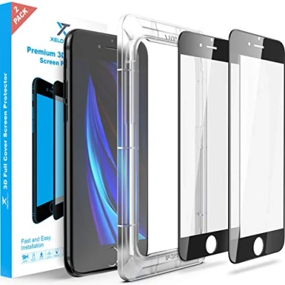 Obrázek XeloTech 2x 3D ochranné sklo pro iPhone SE 3 (2022) a 2 (2020) (3/2 generace) instalace s rámovou ochranou kompletní displej Full Cover
