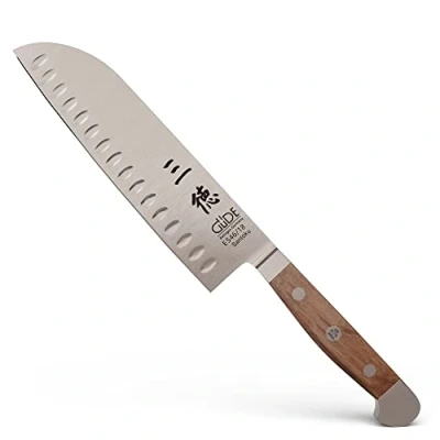 Obrázek GÜDE Solingen nůž Santoku kovaný s kulkou, 18 cm, dubové dřevo, ALPHA FASSEICH, dvojitá špička, ruční výroba v Německu, dřevo