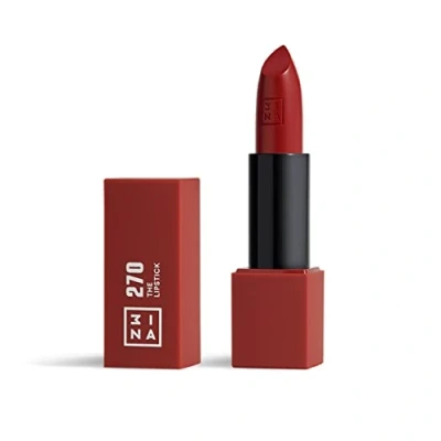 Obrázek 3INA MAKEUP The Lipstick 270 tmavě červená matná rtěnka s vitaminem E a bambuckým máslem Dlouhotrvající vysoce pigmentovaný krém vanilková vůně Vegan Cruelty Free