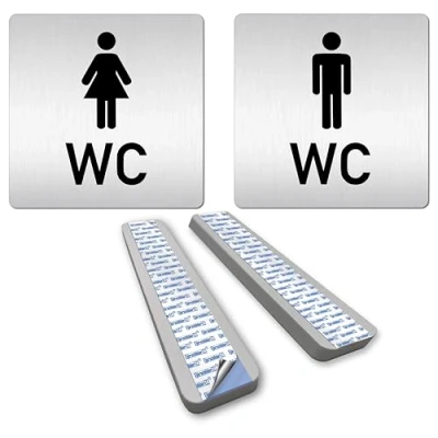 Obrázek Türschilder24 XXL WC cedule 125 x mm Sada Dámské + pánské Stabilní z 1,5 hliníkového kompletního materiálu! 100% Made in Germany (varianta A rozpěrka)