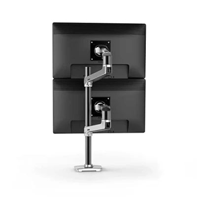 Obrázek LX duální rameno monitoru v hliníku stolní držák na monitor s patentovanou CFtechnologií pro 2 obrazovky do 40 palců, 33 cm nastavení výšky, VESA standard a 10 let záruka