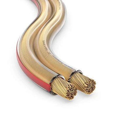 Obrázek conecto Lautsprecherkabel OFC Professional UltraFlex 2x1,5mm² Kabel Querschnitt (99,9% Vollkupfer 189x0,10mm Litze) HiFi Audio Lautsprecher Boxenkabel, 50m, transparent