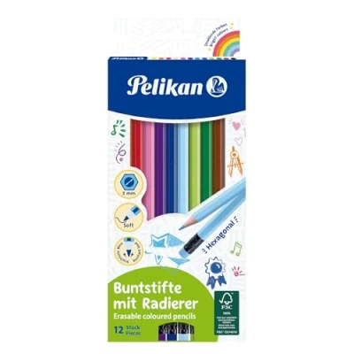Obrázek Pelikan 700689 gumovatelné pastelky (šestihranné) 12 kusů