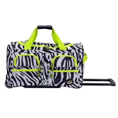 Obrázek Rockland Seesack zum Rollen, Limettengrün/Zebramuster, 22 Inch, Reisetasche mit Rollen