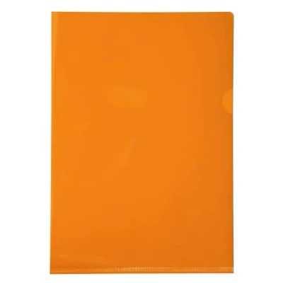Obrázek Exacompta 661245E balení 100 ks obalů na spisy z PVC plastu. pro DIN A4 transparentní čiré oranžové nahoře a po stranách otevřené plastové pouzdro průhledné kancelář mobilní organizaci