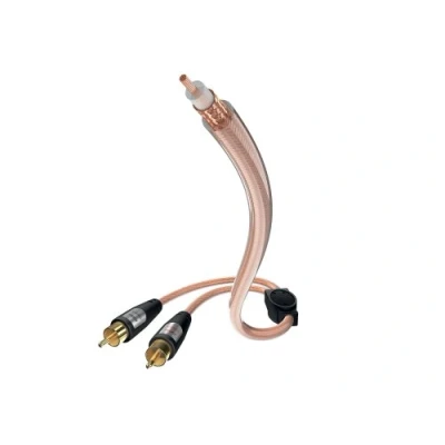 Obrázek inakustik 0030823 Star Y subwooferový kabel Vysoce kvalitní subwooferu s průměrem kabelu 6,0 mm 3,0 m transparentní těsné stínící pletivo proti vnějším rušivým vlivům pozlacené