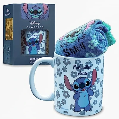 Obrázek Disney sada šálků a ponožek Dámy Stitch Dárková (Blau Stitch)