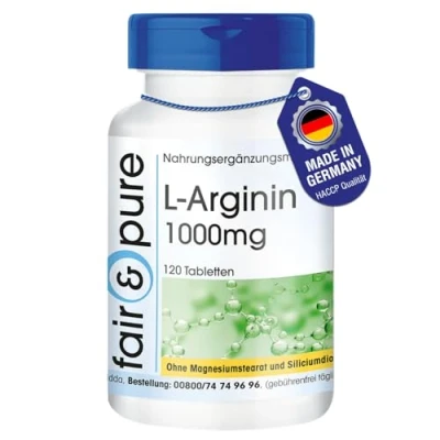 Obrázek Fair &amp; Pure® L arginin 1000 mg 120 tablet vysoká dávka s 3750 argininu v denní dávce